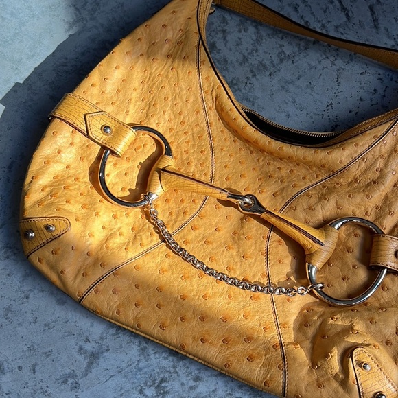 Gucci exotic Ostrich Horse-bit  hobo NEW - Picture 9 of 17